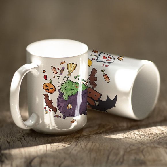Halloween Boo Coffee Mug. Halloween Coffee Cup. 15oz Ceramic Mug - Picture 3 of 5